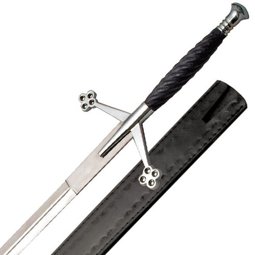 SZCO 40 Inch Claymore Sword With Sheath Silver Pommel Guard Black ...