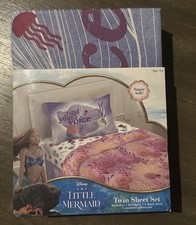 New The Little Mermaid Find Your Voice TWIN Size Sheet Set Aquatic Outline