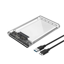 Reletech 2.5 Inch External Hard Drive Enclosure, SATA to USB 3.1 Transparent
