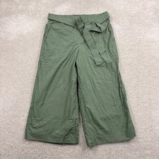 J.CREW Pants Womens Size 6 Green Wide Leg Belted Pockets Cotton Flat Front