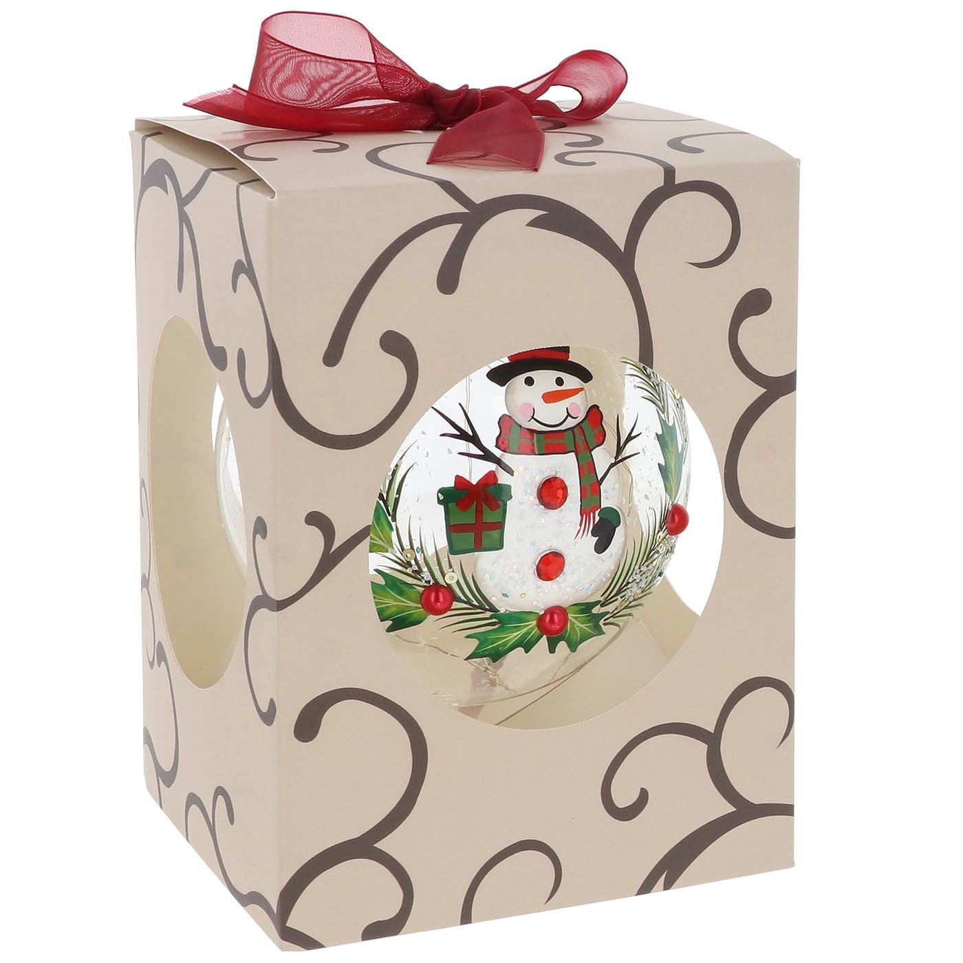 Shudehill Giftware Christmas Snowman Crackle Glass LED Ball Decoration