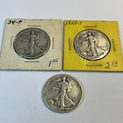 Three (3) Walking Liberty Half Dollars-90% Silver circulated 1934 1929-S 1939-D