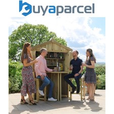 Zest Garden Bar & 2 Stool Seat Set Wooden Outdoor Storage Folding Bar Table