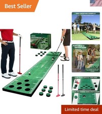 Indoor Putting Green Mat with 2 Putters, 2 Balls,12 Hole Covers, Golf Trainin...