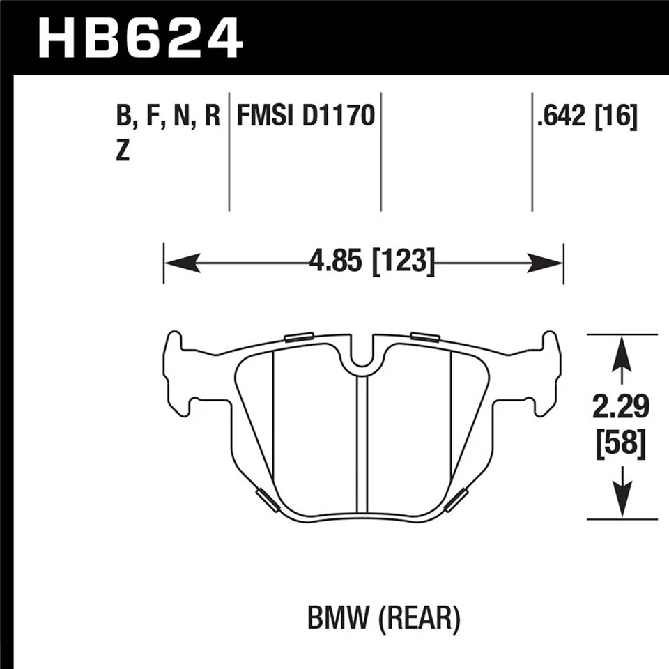 Hawk HB624F.642 HPS 后刹车片适用于 2007-13 宝马 335i / 09-11 335d / 13-15 X1 — 第 2/4 张图片