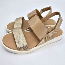 Giulia Palai Girls Tan And Gold Sandals Size 1