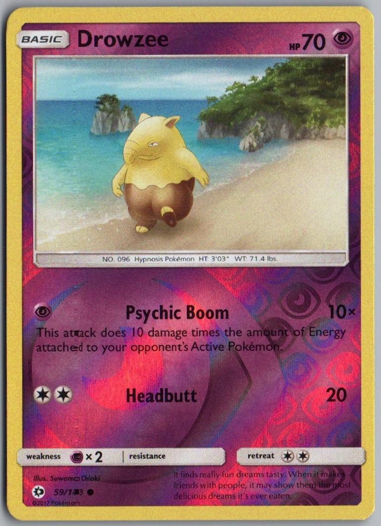 DROWZEE 59/149 COMMON SM BASE SET POKEMON REVERSE HOLO