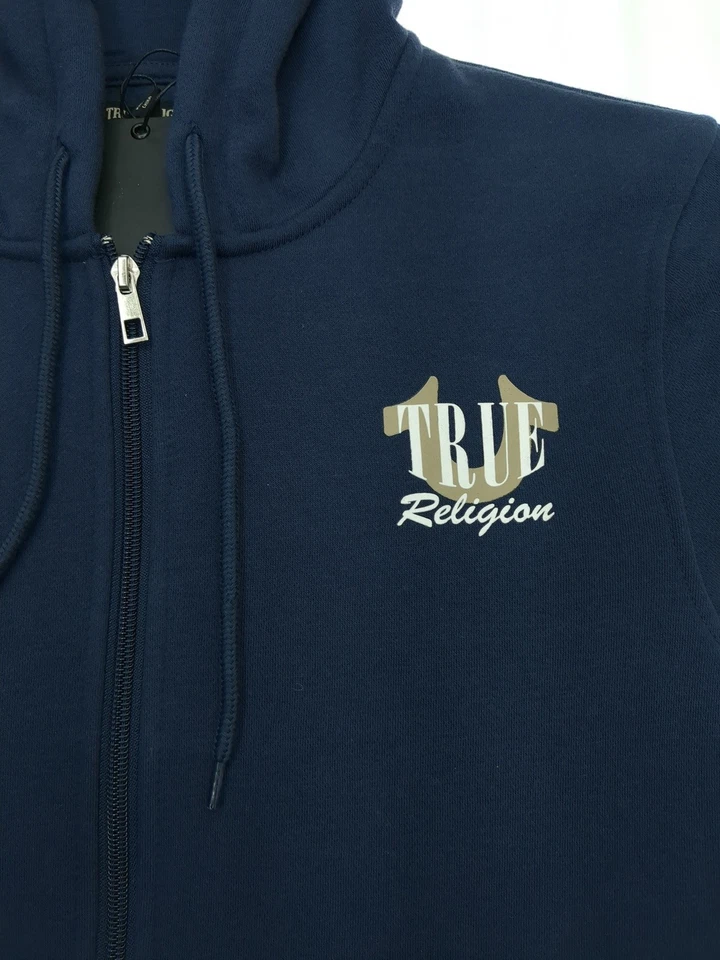 Moletom com capuz True Religion Buda cartão zíper, azul médio, tamanho P - masculino gráfico - Imagem 4 de 4