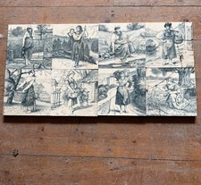 Mintons Set Of 8 John Moyr Smith Victorian Monochromatic Pastoral Female Tiles