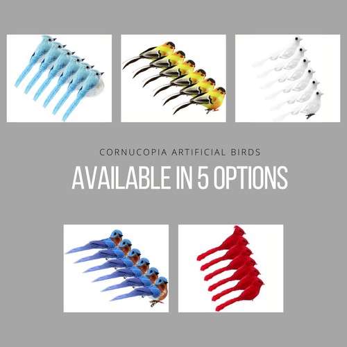 Adornos Cardenales Rojos 6pk 3 pulgadas de Alto Pájaros Artificiales; Navidad, Coronas y Más - Imagen 9 de 9