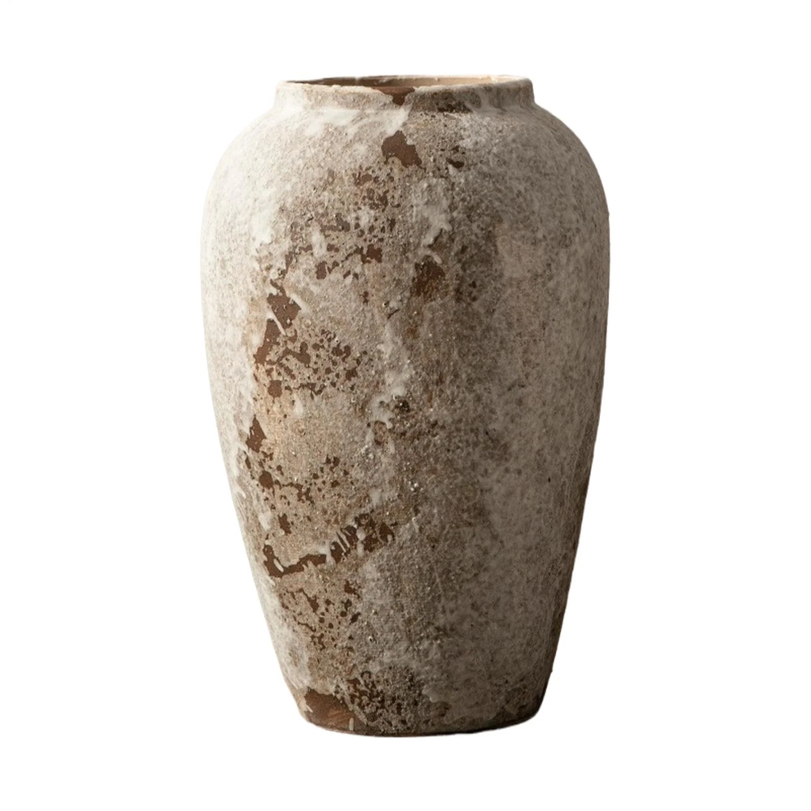 Rustic Ceramic Floor Vase, Vintage Farmhouse Decor, Terracotta Style Flower Vase