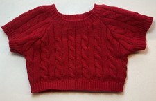 Build A Bear Red Cable Knit Jumper Sweater Top Knit Winter Clothes Outfit Xmas
