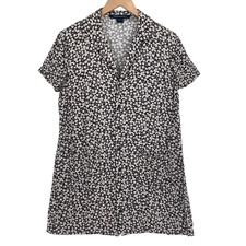 French Connection Size 6 Black Floral Button Front Short Mini Shirt Dress