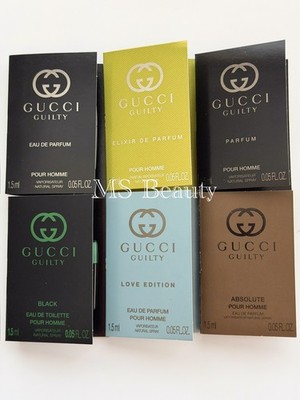 Gucci Guilty Men Pour Homme Sample 6pcs (Parfum, Black, Love, Elixir, Absolute )