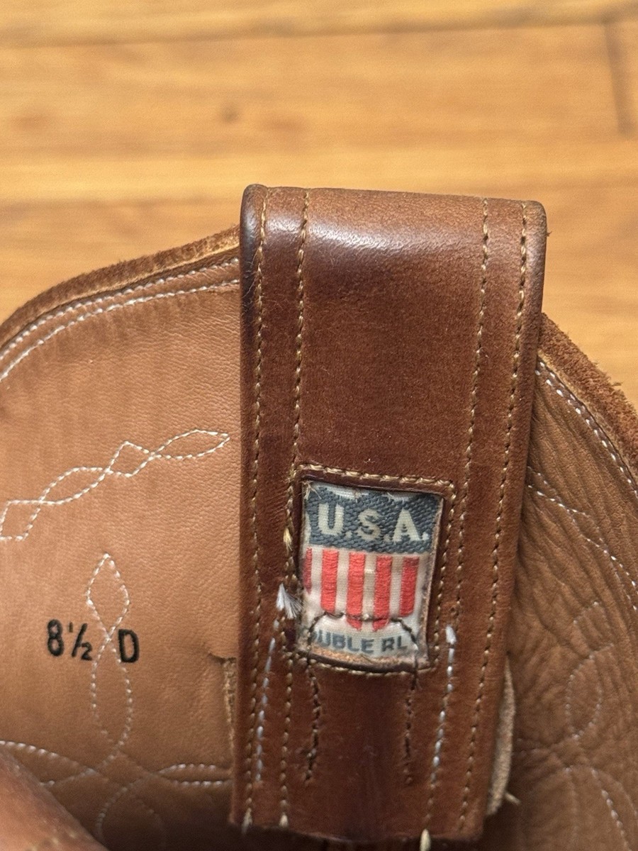 Double RL / RRL Java Roughout Plainview Cowboy Boots Men's 8.5D