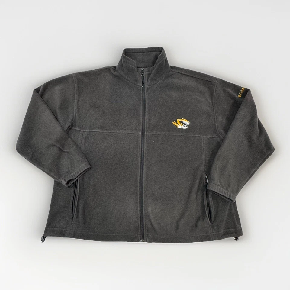 Columbia Missouri Tigers Embroidered Dark Gray Fleece Jacket Full Zip Men's 2XL - Image 2 of 4