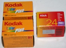 2 Outdated Kodak Color Plus 200 ISO 36exp Film & 1 Klick 24exp Film