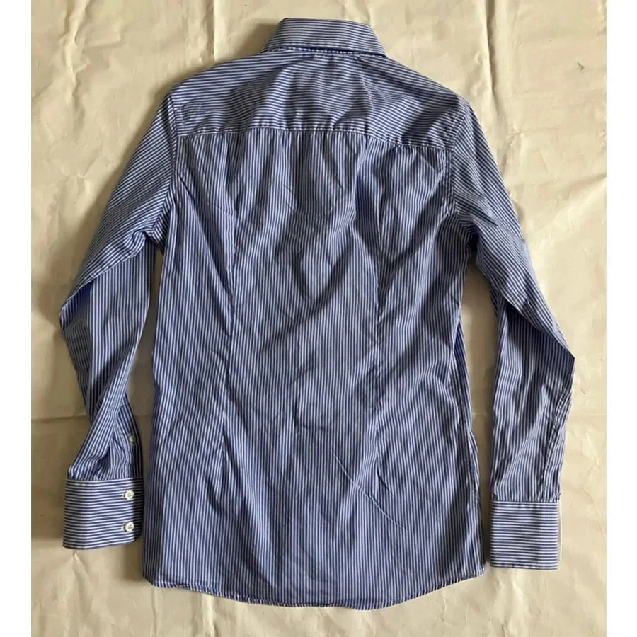 Daniele Alessandrini – S – Camicia in cotone elasticizzato a righe bianco blu - Immagine 2 di 3