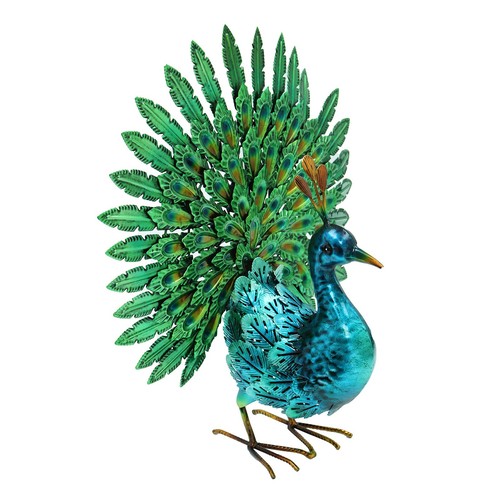 Large Metal Peacock Garden Ornament – Handcrafted Rustic Bird Statue 48cm - Picture 2 of 11