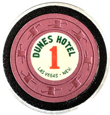 Casino Chip, Dunes Hotel Casino $1 Las Vegas Casino Legends Hall of Fame