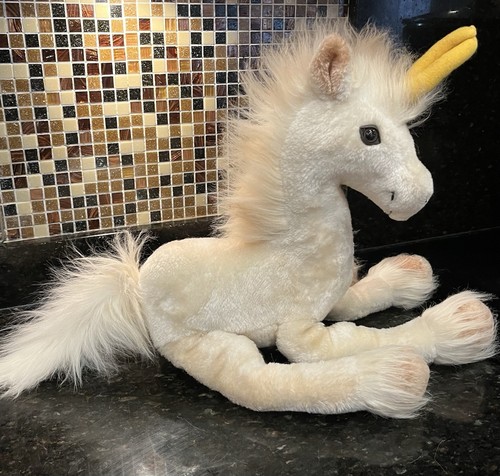 Russ Unicorn Ulee Stuffed Plush Big Ivory with Yellow Horn Rare