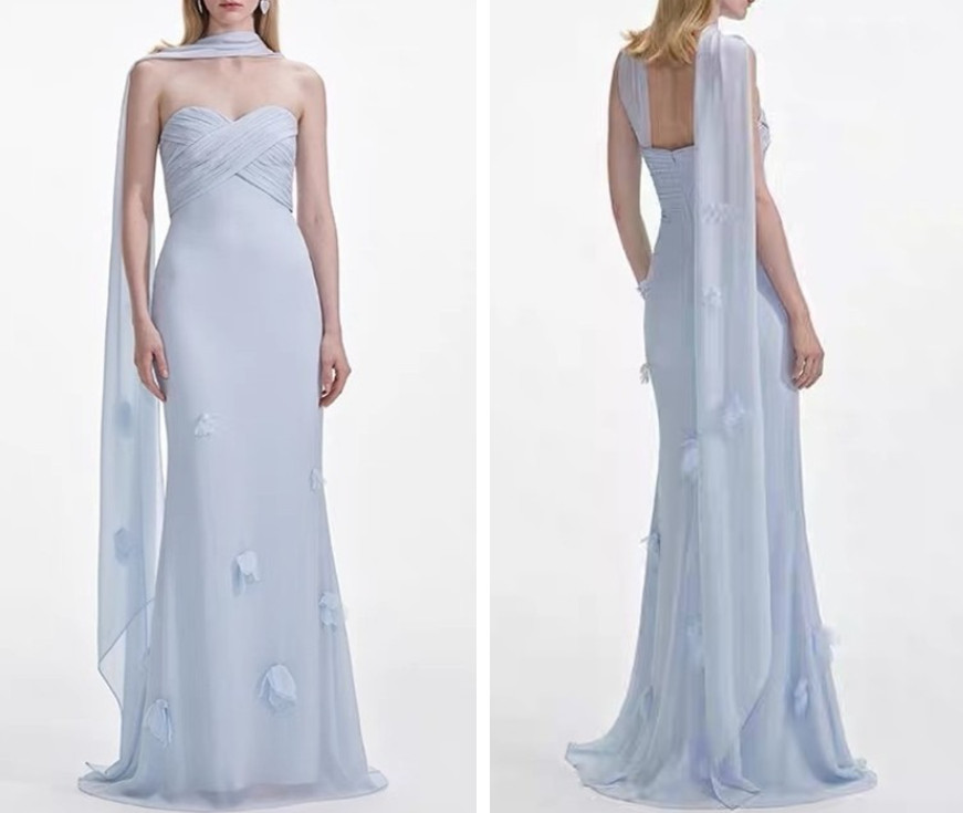Women Self-Portrait Embellished Mesh Fit & Flare Maxi Dress Gown