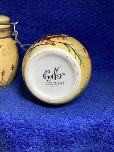 Vintage En Provence Keramik Hahn Motiv Druckknopfverschluss Deckel Kanister, 2er Set - Bild 5 von 8