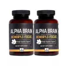 2 Pack Alpha Brain Memory And Focus 60 Capsules Supplement For Men & Women