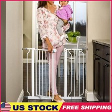 Extra Wide Pet Dog Baby Safety Gate 29"-38.5" Walk w/ Through Door Indoor Fence