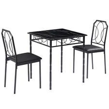3 Pieces Dining Table Set 2 Chair Kitchen Breakfast Square Table Space Saving