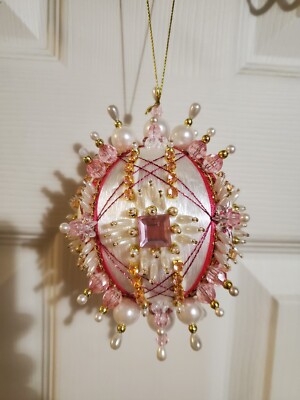 Mary Maxim Handmade Satin Sequin Beaded Ornament