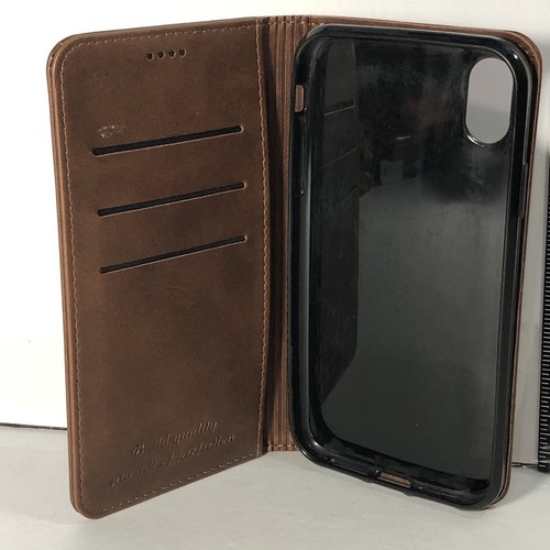 Wallet Case Leather Compatible with iPhone XS Max Brown Shockproof