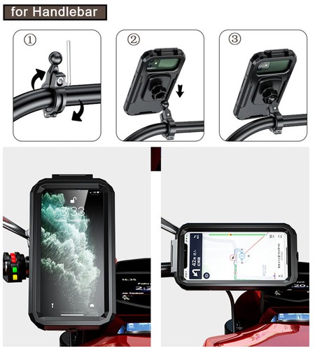 Cell Phone Case Mount Holder 360° Fast Charger Waterproof For Motorcycle Bicycle - Zdjęcie 7 z 22