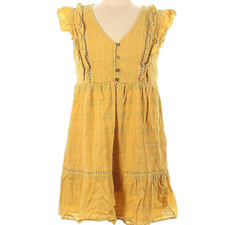 Knox Rose Women’s Small Dress Mustard Yellow BOHO Mid Tunic Short Sundress top