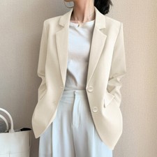Fashion Womens Lapel Collar Long Sleeves Blazer Casual Outwear Coat