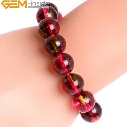 Brazalete Dije Natural Crackle Turmalina Rosa Fresa Elástico Pulsera - Imagen 65 de 88