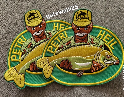 2 x PETRI HEIL -  Abzeichen Aufnäher Patch - Angeln, Angler, Fisch