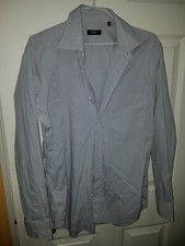 BOSS Hugo Boss Size 40 Shirt Light Grey Buttons Used 5-Day Shipping w/ Tracking 