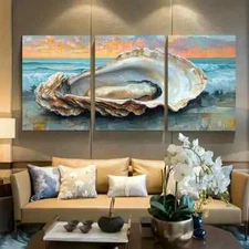 3pcs Abstract Oyster Coastal Summer Metal Print Ready to Hang Art