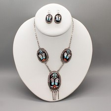 ZUNI-STERLING SILVER & MOSAIC STONE OVERLAY BUTTERFLY SET by  BEVERLY ETSATE