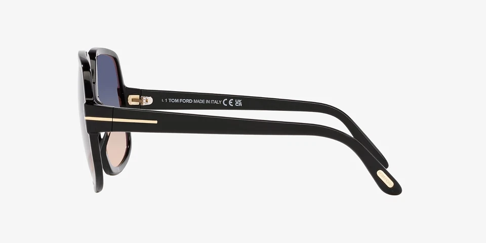 Tom Ford Delphine-02 TF992 ECO 01B Black Square Plastic Sunglasses 60-20-135 Sto - Image 2 of 3