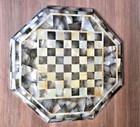 15" Chess Board Marble chess Table Top inlay mop malachite decor children room