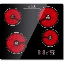 Built-in Electric Ceramic Cooktop Glass Stove 24 in With 4 burner 220-240V 6000W