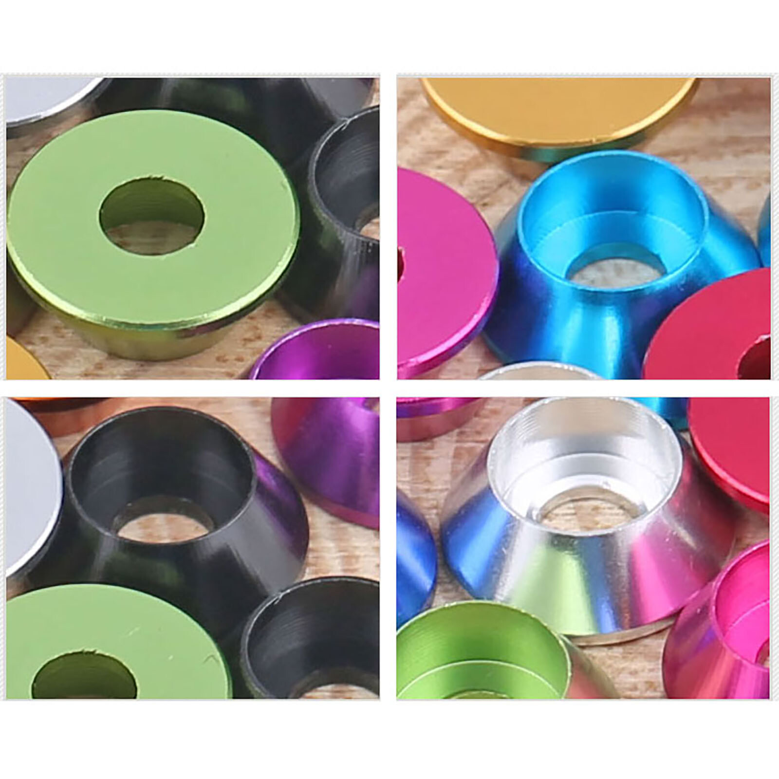 M2M2.5M3M4 Anodized Aluminium Cone Cup Head Washers Fit Socket Cap Screws Bolts