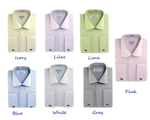 Camisa para hombre 60% algodón 40% poliéster puño francés tono y tono de Milano moda SG30 - Imagen 2 de 16