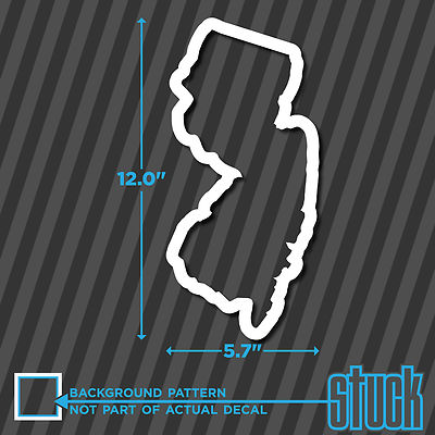 New Jersey State Outline MEDIUM - 5.7'' x 12'' - vinyl decal sticker track map NJ