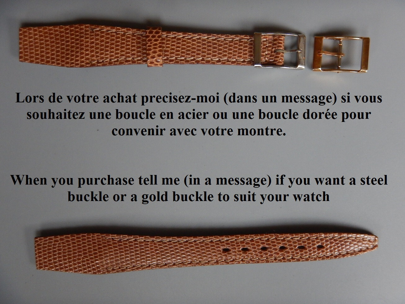 Lézard Java véritable 14 mm ouvert anses fixes bracelet montre beige
