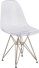 Mid-Century Modern Stylish Design Accent Dining Chair in Clear Plastic Finish