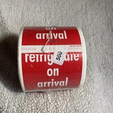 Refrigerate On Arrival" 4 x 4 Labels Red w/ White Trim, 500/Roll