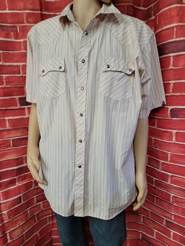 MAXINI Premium Western Men's Cowboy SS Shirt 2XL Striped RARE Snap Button #WM1 - Picture 12 of 12